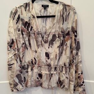 Worth Women's Artistic Print Blouse - Cream and Black